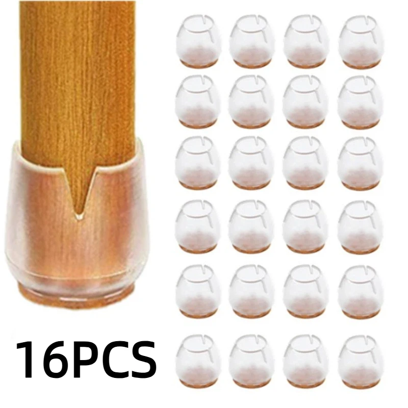 16pcs Silicone Chair Leg Caps Felt Non-slip Floor Protector Furniture Desk Rubber Feet Mat Bottom Cap Wood Floor Protector Home