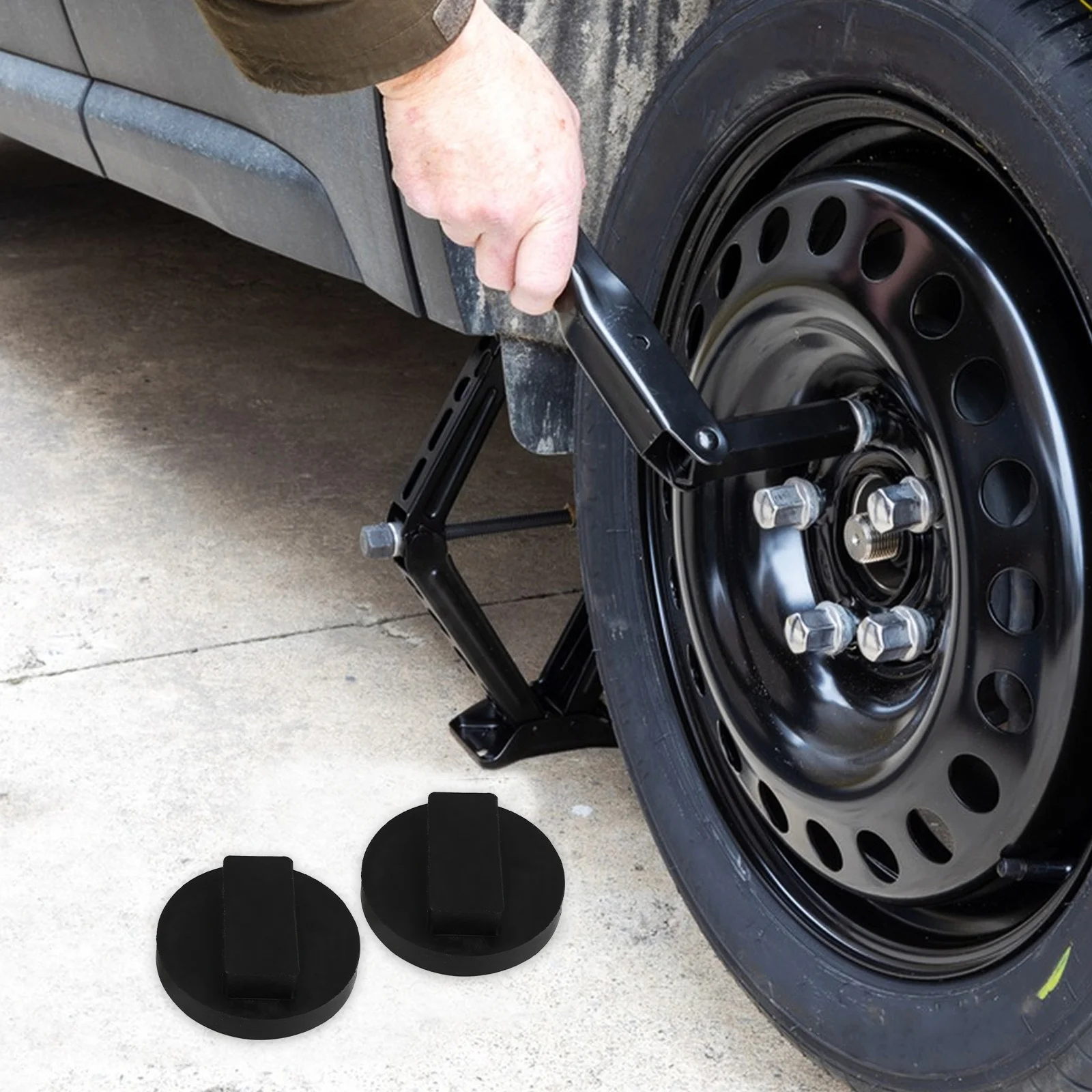 

2Pcs Rubber Jack Pads Car Lift Support Frame Rail Protector Durable Material Universal Fit Jack Pads Car Lift Support