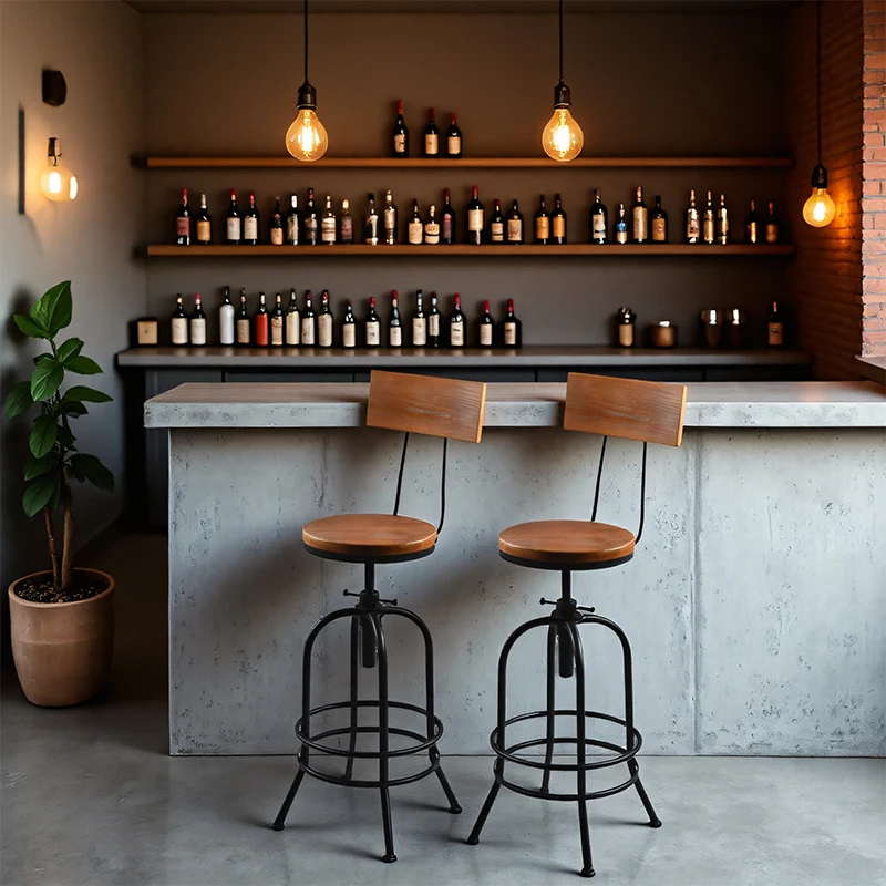 

‌Scandinavian Bar Stool Height Adjustable Modern Counter Stool with Back Support Kitchen Breakfast Stool for Home Cafe Reception