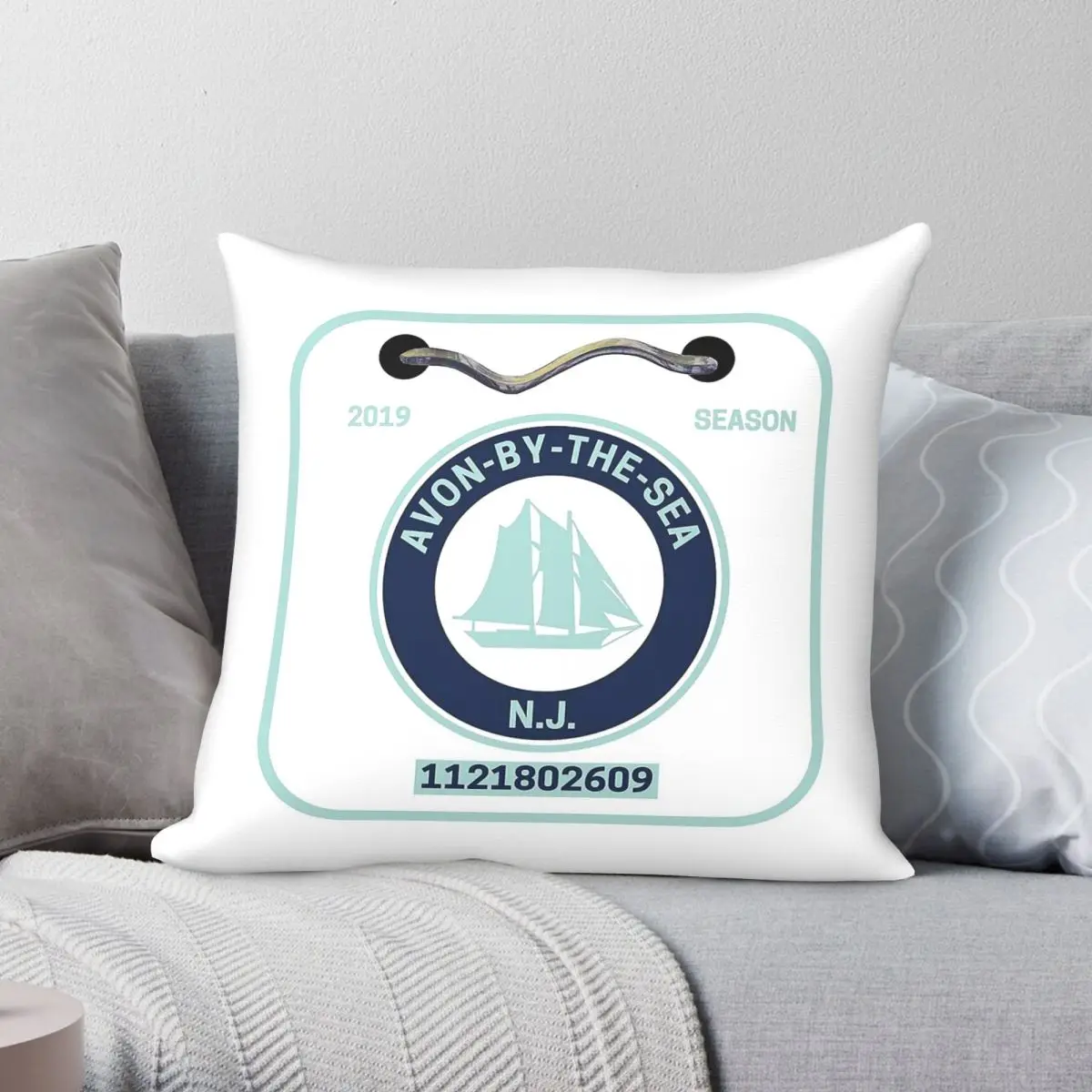 Avon By The Sea New Jersey Badge Square Pillowcase Polyester Linen Velvet Pattern Zip Decor Pillow Case Room Cushion Cover
