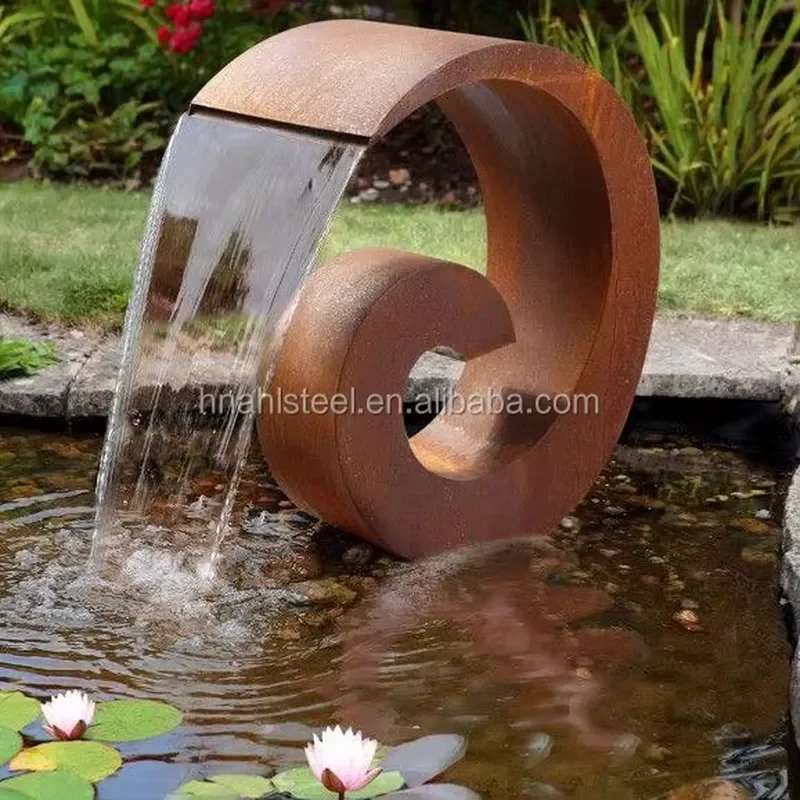 For Corten Steel Rust Garden Dancing Water Fall Water Fountain With Pots