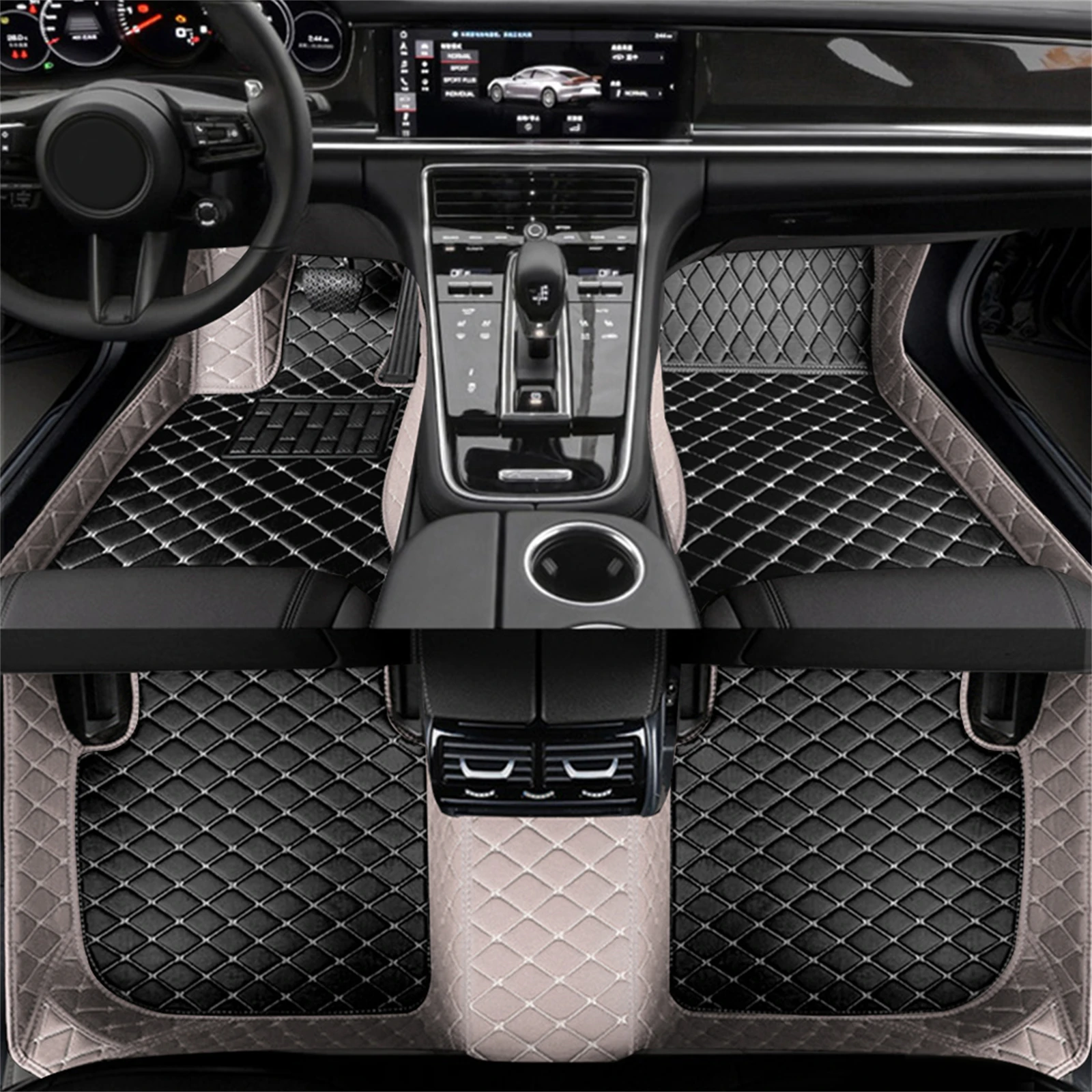 Custom Car Floor Mat for Audi Q4 E-tron 2022 2023 Q5 E-tron Q5 Sportback 2021-2023 Interior Accessories Artificial Leather