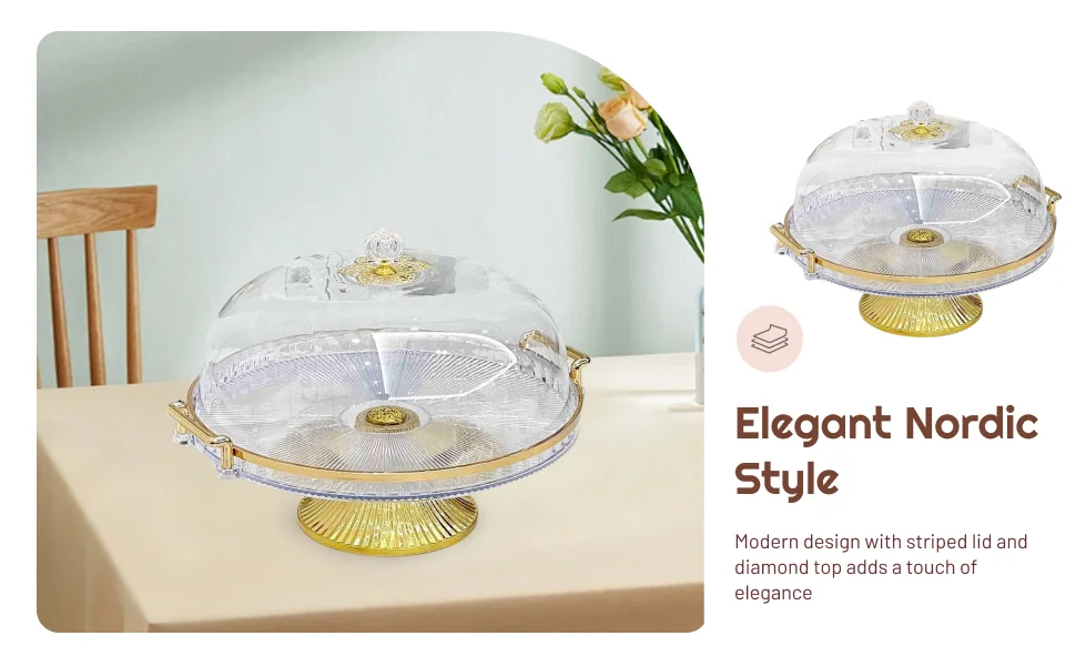 Footed Cake Serving Plate with Dome Lid Round Pastry Display Tray Plastic Dessert Holder for All Occasions view 5
