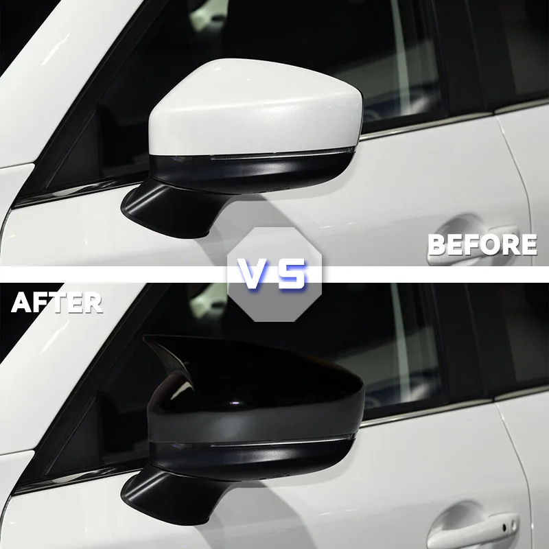 For Mazda CX5 CX-5 2017-2023 Rearview Mirror Cover Glossy Black Ox Horn Rear View Mirror Cover Trim Carbon fiber Look