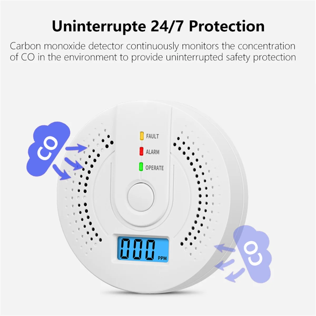 1Pc Monoxide Detector,Portable Carbon Monoxide Alarms for Home, CO Alarm with UL2034(Batteries NOT Included)