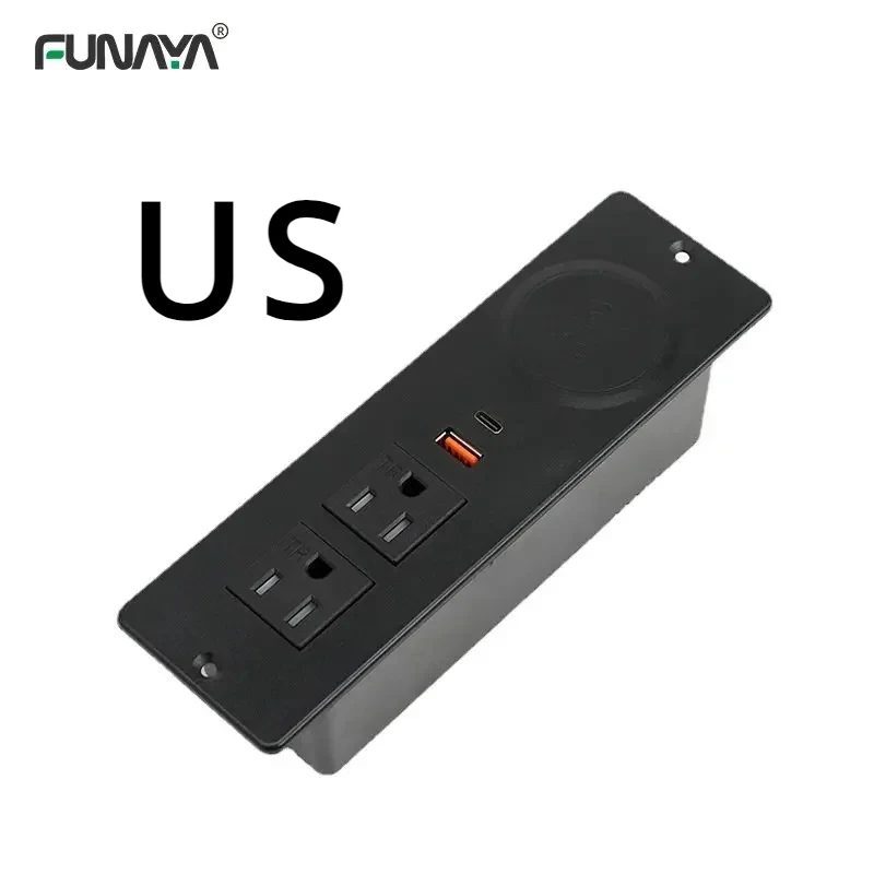 Imagem -05 - Soquetes Ocultos de Mesa com Carregamento Rápido sem Fio Soquetes Embutidos 2usb tipo c pd 20w ca 110v 220v 2000w 15a