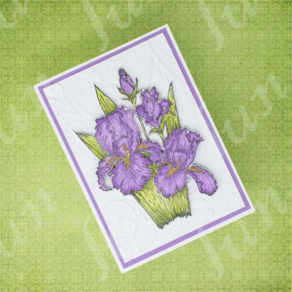 Cutting Dies and Stamps 2024 New Spring Iris Petals Blooms Craft Handmade Diy Scrapbooking Greeting Card Embossing Decoration