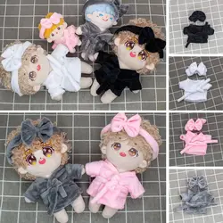15cm/20cm Cotton Doll Velvet Pajamas Clothes with Headband for 1/12 BJD Doll Sleep Clothes New Cute Bathrobe Dolls Accessories
