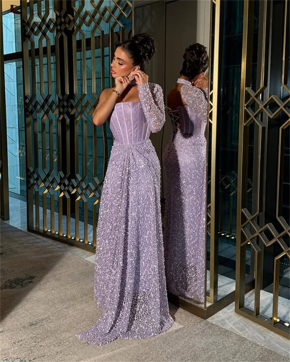 Sansa One Shoulder Floor-length A-line Prom Dresses Elegant Purple Simple فستان سهرة نسائي Formal Evening vestidos de festa 2025 image 4