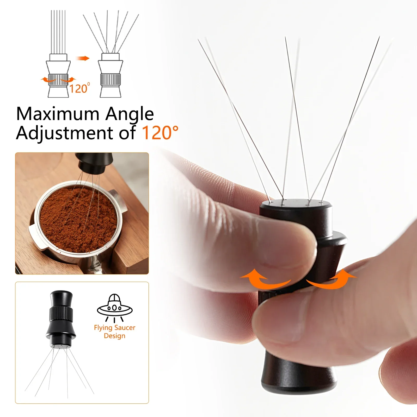 IKAPE Espresso WDT Tools, Adjustable Espresso Stirrer for Barista, Needles Espresso Distributor Tool with Magnetic Stand