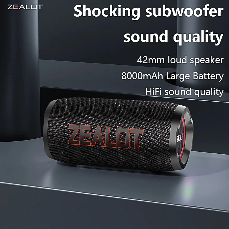 ZEALOT S76 50W Wireless Speakers,Hifi Sound quality,RGB light Wireless Speaker,8000mAh Battery,24 Hours Playtime Loud Stereo.