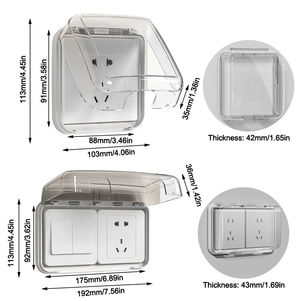 Penutup Pelindung Sakelar Tipe 86 Tahan Lama Pelindung Soket Berperekat Tahan Air Kotak Steker Stopkontak Tahan Percikan untuk Rumah