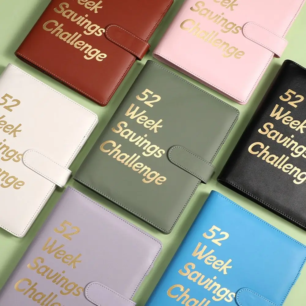 PU Money Saving Binder 52 Week Cash Envelopes Mini Budget Binder Durable Waterproof Envelope Savings Challenge Save Money
