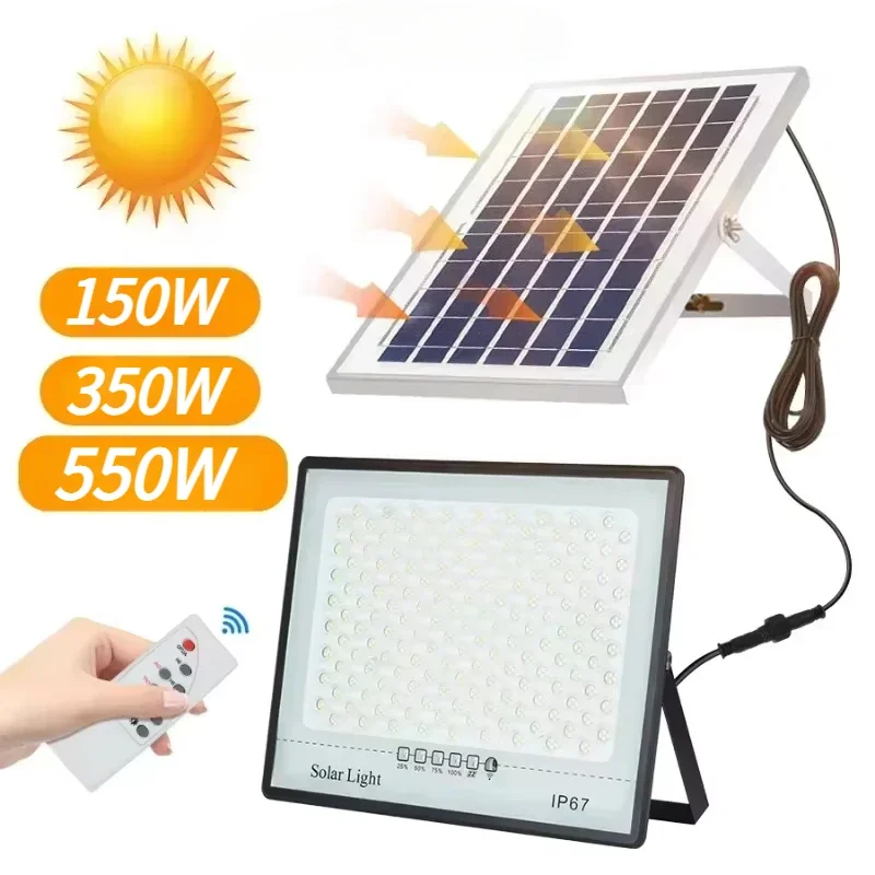 550W Solar Lamp Outdoor Waterproof Spotlights Street Wall Solar Lights Garden Garage Lighting Floodlight with Remote Control