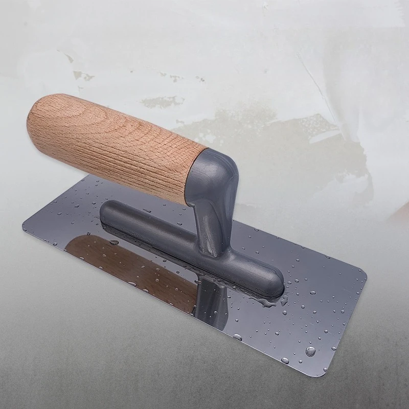 Stainless Steel Trowel Mason's Tool Plastering Knife with Beechwood Handle Thickened and Wear-resistant Mudboard Scraper