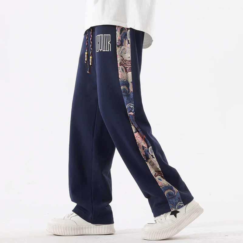 Side Embroidery Casual Sweatpants 2024 Fall Men's Baggy Large Size Straight Pants Outdoor Jogging Sweatpants Men Sportswear