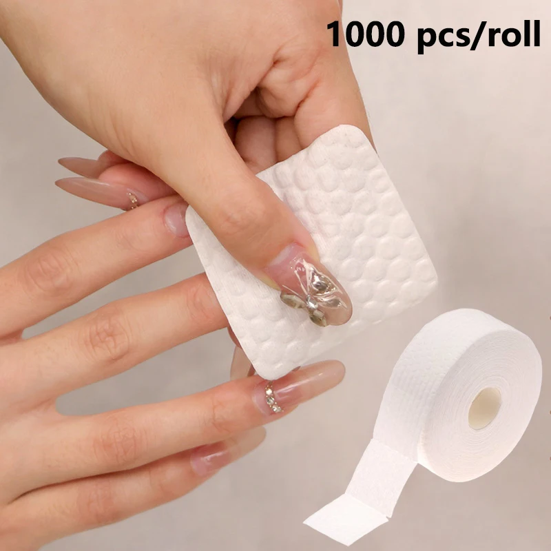 1000Pcs/Roll Thin Nail Remover Cotton Disposable Lint-Free Soak Wipe Cotton Gel Polish Remove Nail Art Cleaning Pad