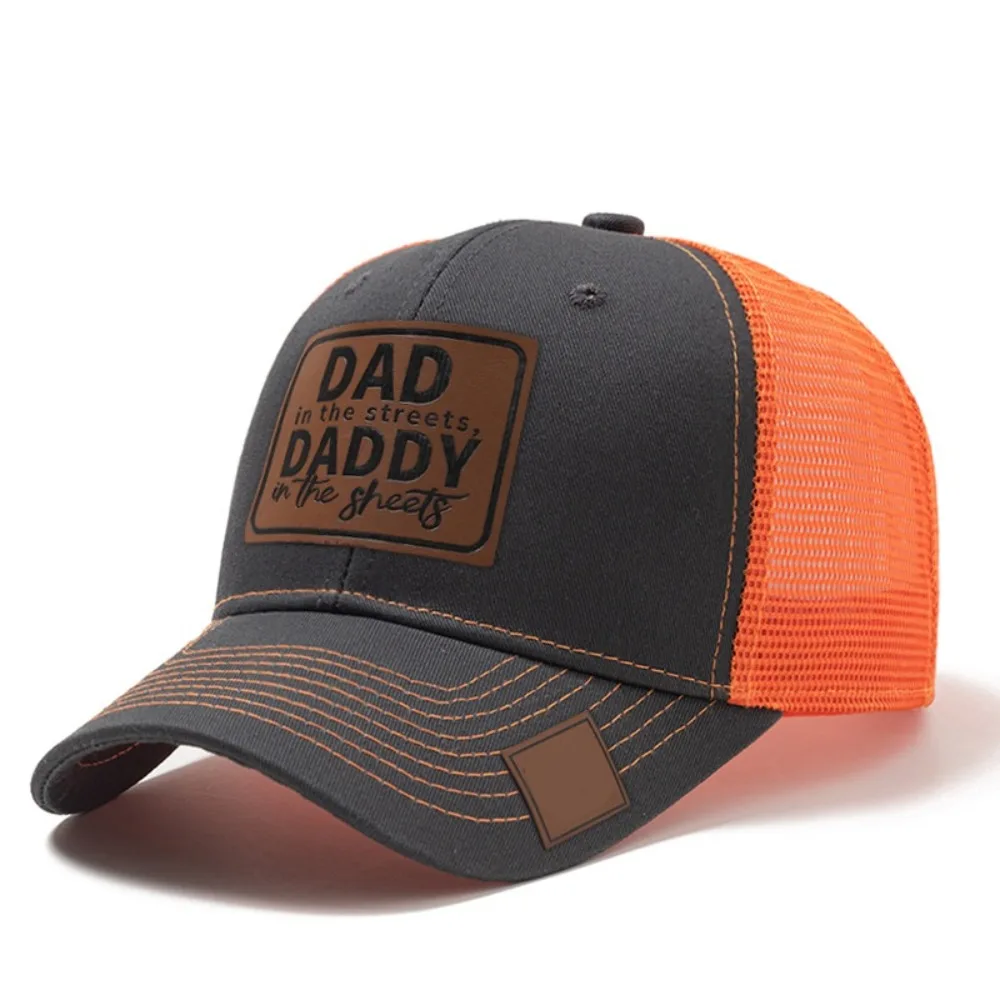 

Lether Patch DAD Snapback Cap Casual Wear Vintge Retro DADDY Trucker Hat Adjustable Sun Protection Net Baseball Cap