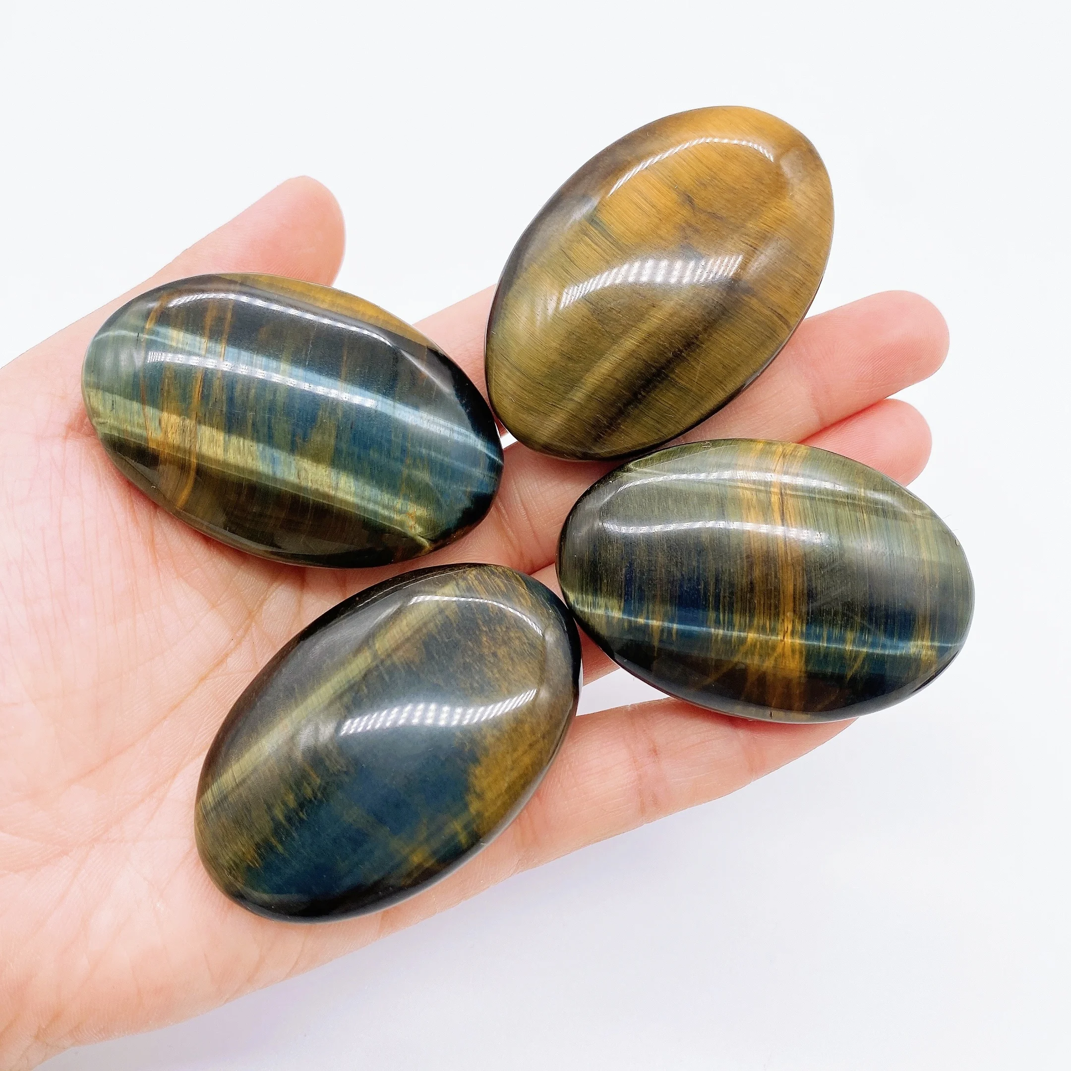 

Natural Tiger Eye Stone Pocket Palm Crystal Blue Yellow Quartz Energy Gemstone Healing Gift Mineral message tool Home Decor