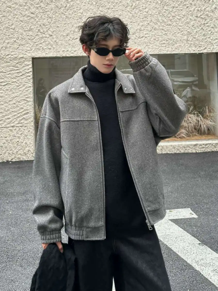 

Мужская шерстяная куртка в стиле ретро, свободная осенняя верхняя одежда с отложным воротником для пар, универсальное пальто Sli And Haome