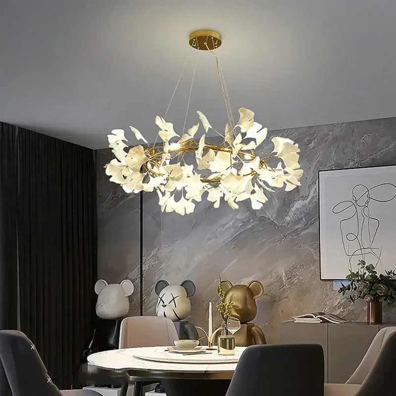 Imagem -06 - Ginkgo-lustre de Teto Ramos e Folhas Iluminação Interna Nórdica Moderna Sala de Estar Sala de Jantar Led g9