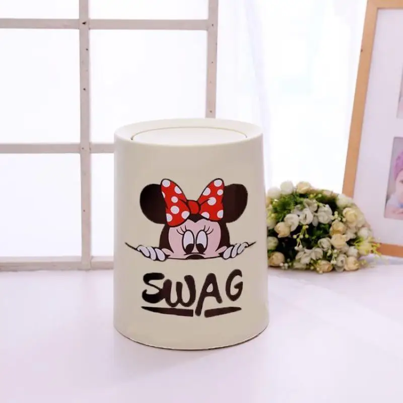 

New Kawaii Disney Anime Garbage Can Cute Mickey Mouse Minnie Mouse Cartoon Ins High-Looking Living Room Bedroom Gifts for Girls