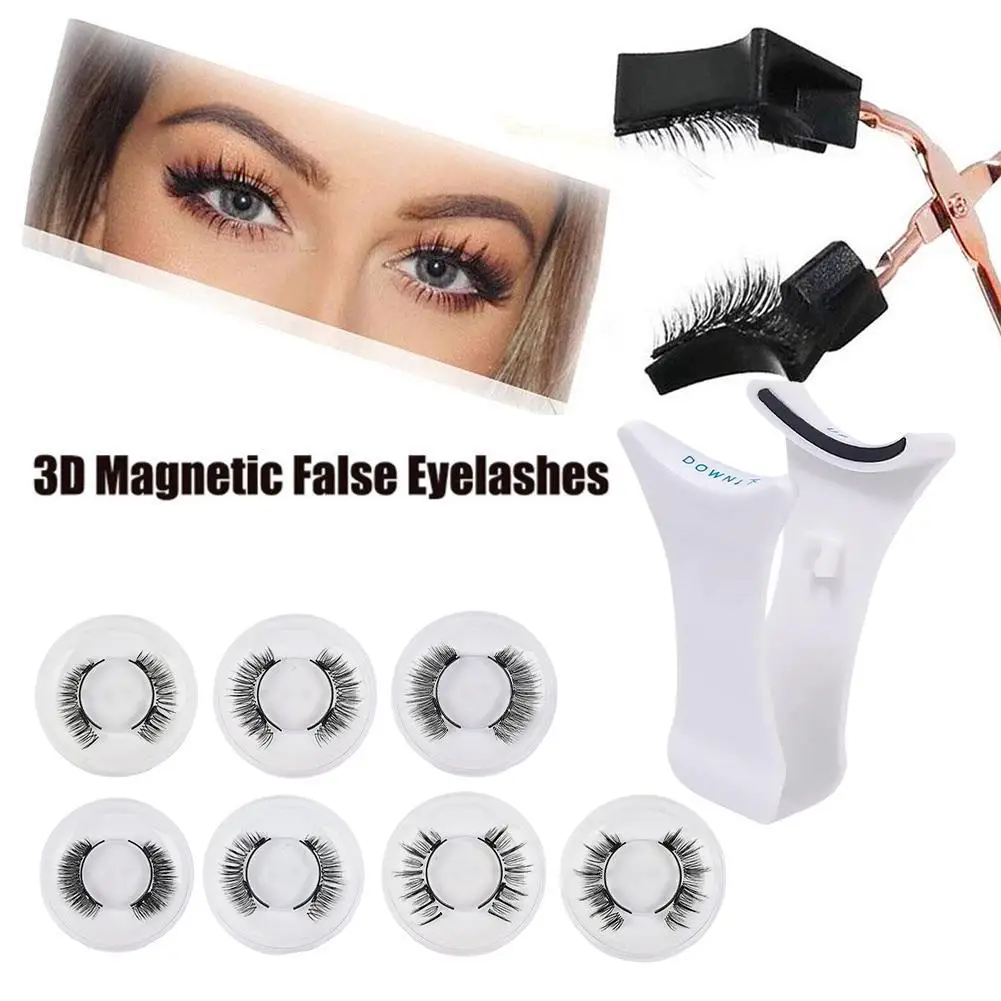 1 Satz magnetische Wimpern wieder verwendbar mit Clip keine Notwendigkeit für Kleber 3d falsche Wimpern natürlichen Make-up-Look Wimpern Make-up Wimpern Locken wickler