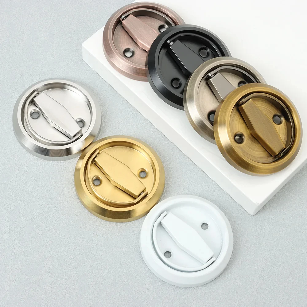 

Stainless Steel Hidden Door Handle Lock Invisible Recessed Round Ring Furniture Knob Wardrobe Pulls Cabinet Drawer Home Hardware