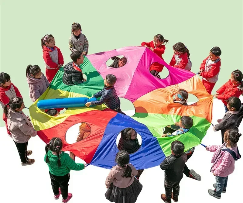 2M/3M/4M/5M/6M Diameter Rainbow Umbrella Parachute Toy Whack-a-mole Outdoor Game Jump-Sack Ballute Play Game Mat Toy