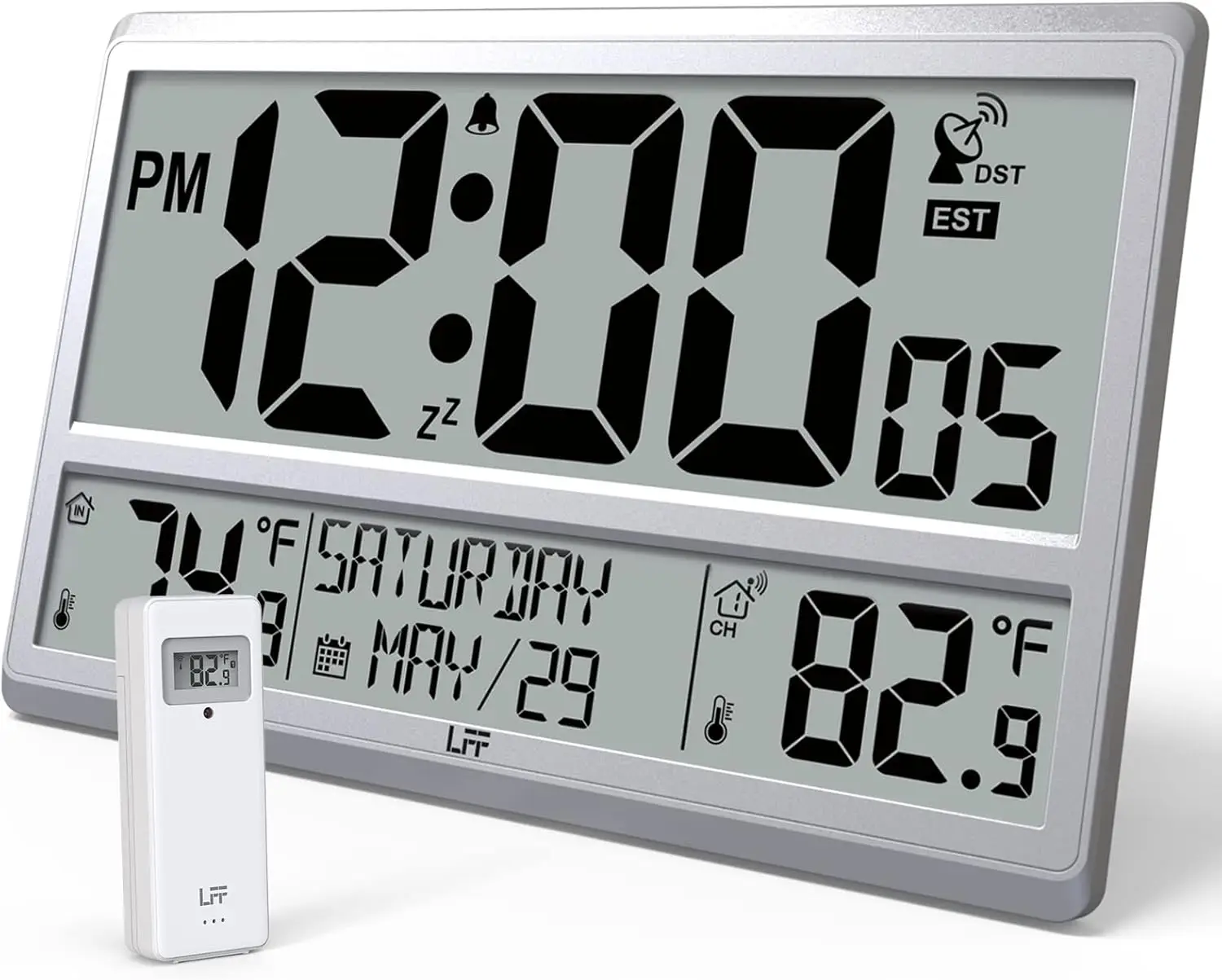 

Atomic Wall Clock with Indoor/Outdoor Temperature, Large Display, Wireless Sensor, Auto-Set Time & Date