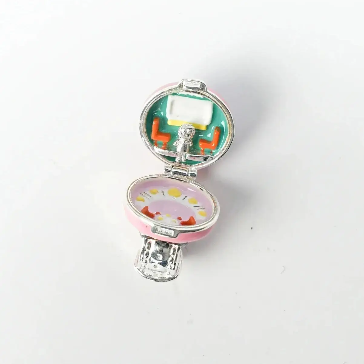 

925 Sterling Silver Polly Pocket Stopper Charm For Bracelet Bangle Spacer Bead Free With Mini Doll