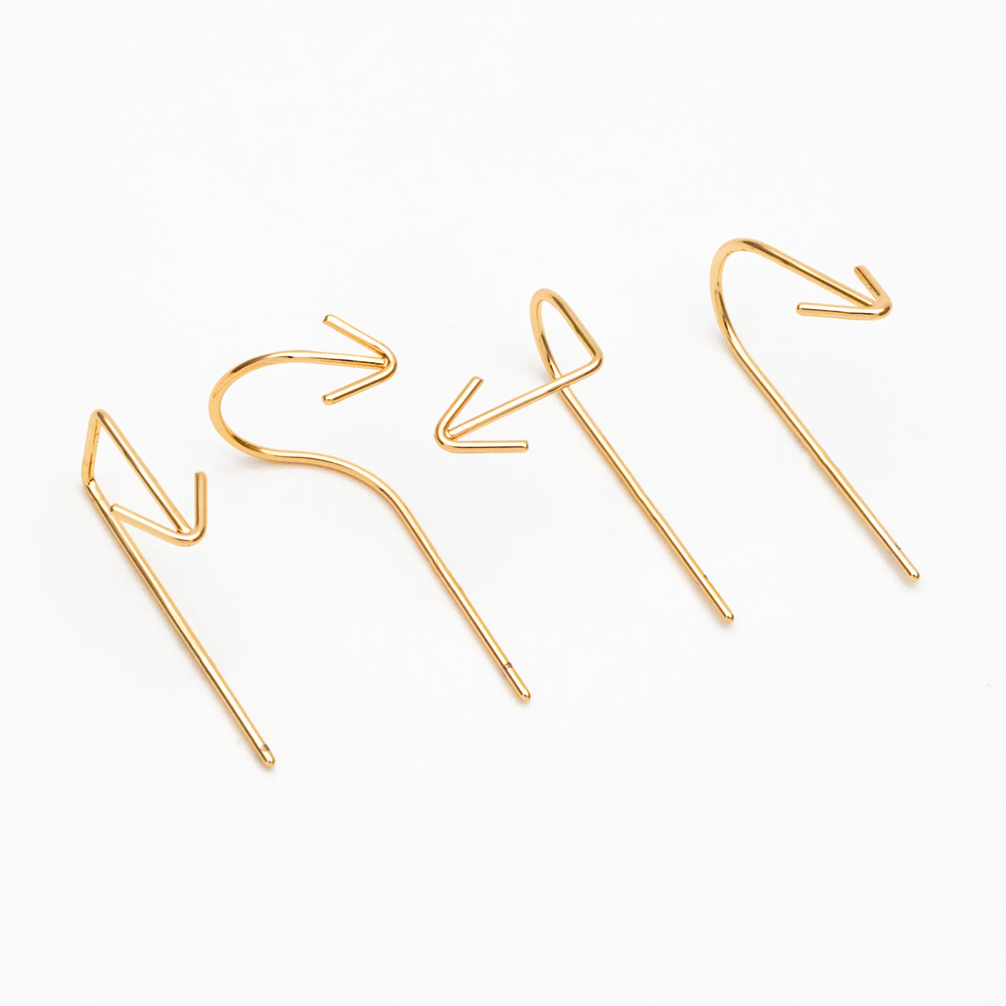 10pcs Gold Arrow Earring Hooks, 18K Gold Plated Brass, Simple Earwire Earrings (GB-4605)