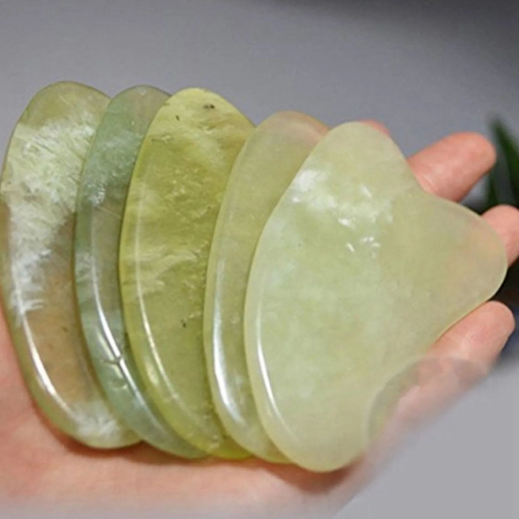 ABKS-2Pcs Gua Sha Facial Massage Chinese Medicine Natural Jade Board Scraping Tool