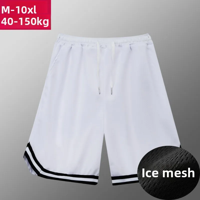 Plones Cortos de Seda de Hielo Elásticos de Talla ande para Hombre, Plones Deportivos de Malla Transpirable de Seca...