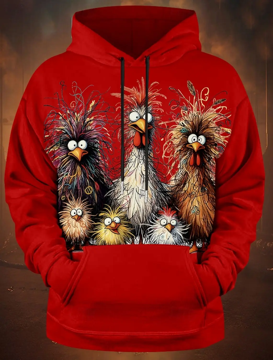 Funny Animal Chicken Print Unisex Hoodies Autumn Fashion Street Men Sweatshirts Casual Loose Men Clothing Tops Hoodies