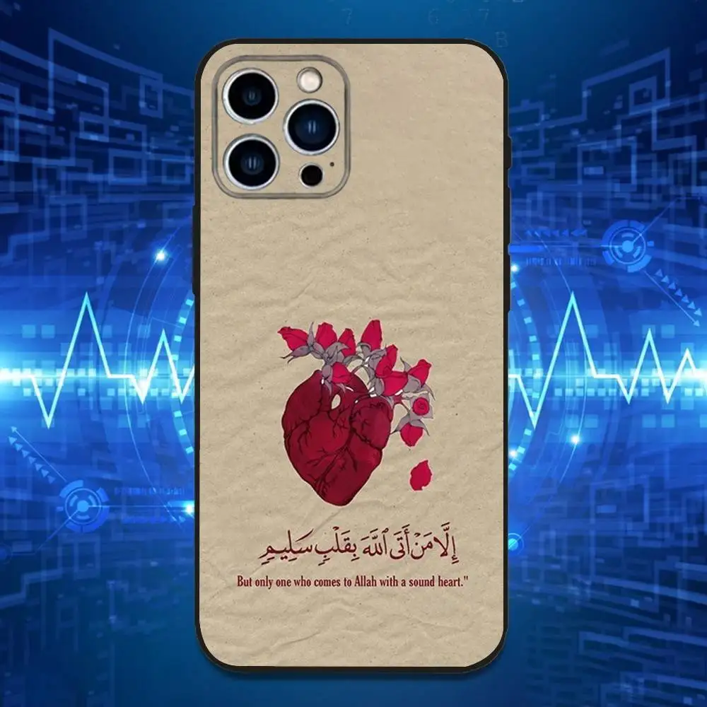 Casing Ponsel Kutipan Al-Quran Arab Untuk iPhone 17,16,15,14,13,12,11 Plus,Pro Max,XS,X,XR,SE,Mini,8,7, Penutup Silikon Lembut Hitam