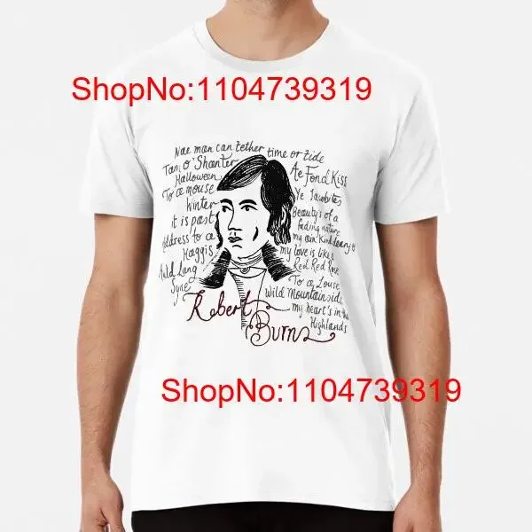 Robert Burns Poèmes lettrage S à 5XL fabriqué dans l'AU USA t-shirt vintage lavé vêtements de créateurs doux polyvalent élégant décontracté