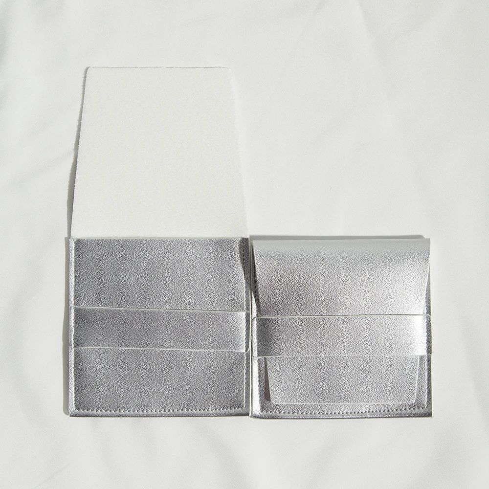 Personalisierte 8x8cm Silberne PU-Leder Schmuckverpackungsbeutel Kleine Ring-Ohrringe-Halsketten Hochzeits-Gastgeschenk-Tasche Organizer – Detail 9