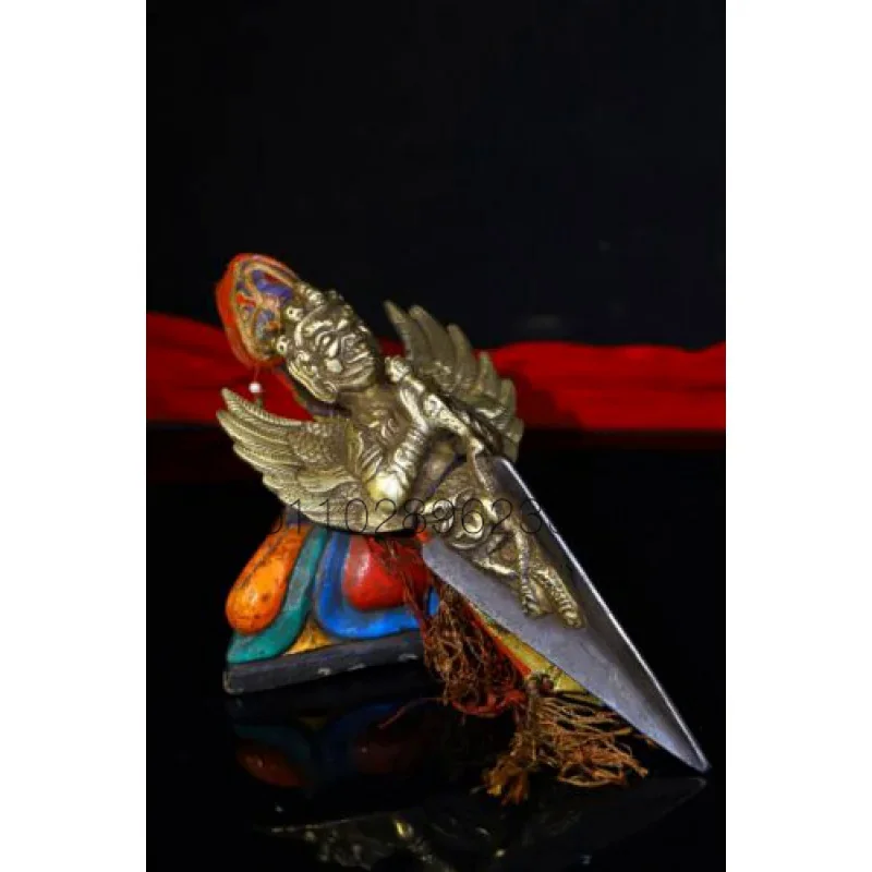 Imagem -02 - Handmade Bronze Buddha Dagger Bracket Tibet Budismo Latão Phurba Faqi 19 Centímetros