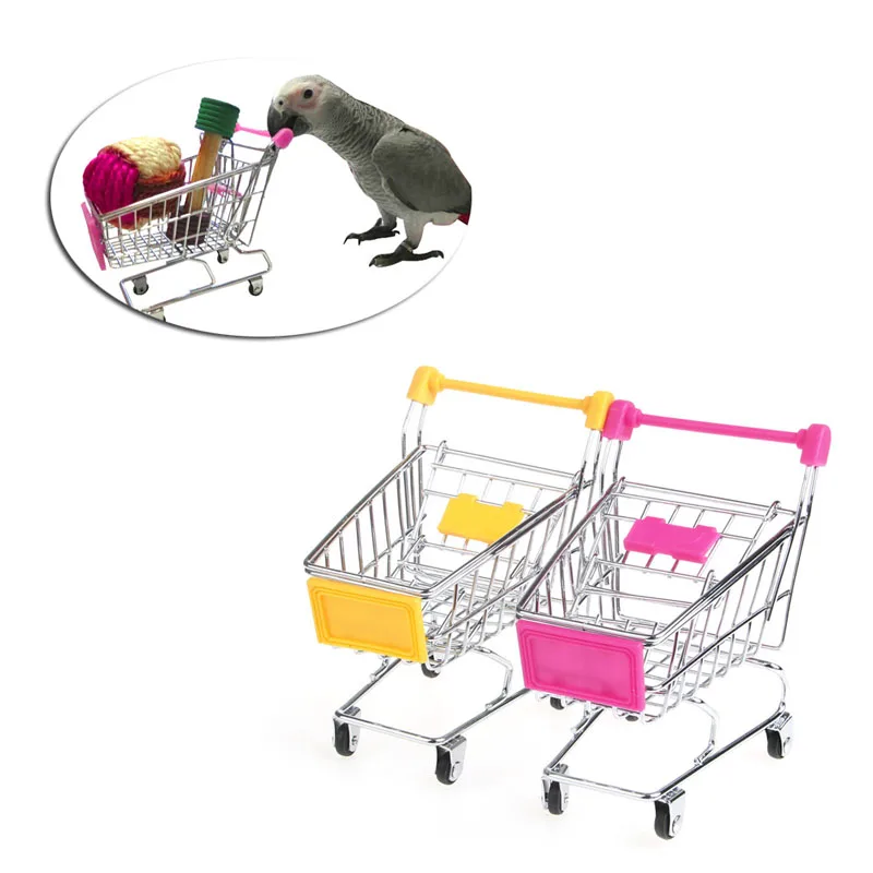 Bird Trick Training for Parakeet Desktop Shopping Cart Game Mini Desktop Roller Skates Parrot Bird Gag Gifts