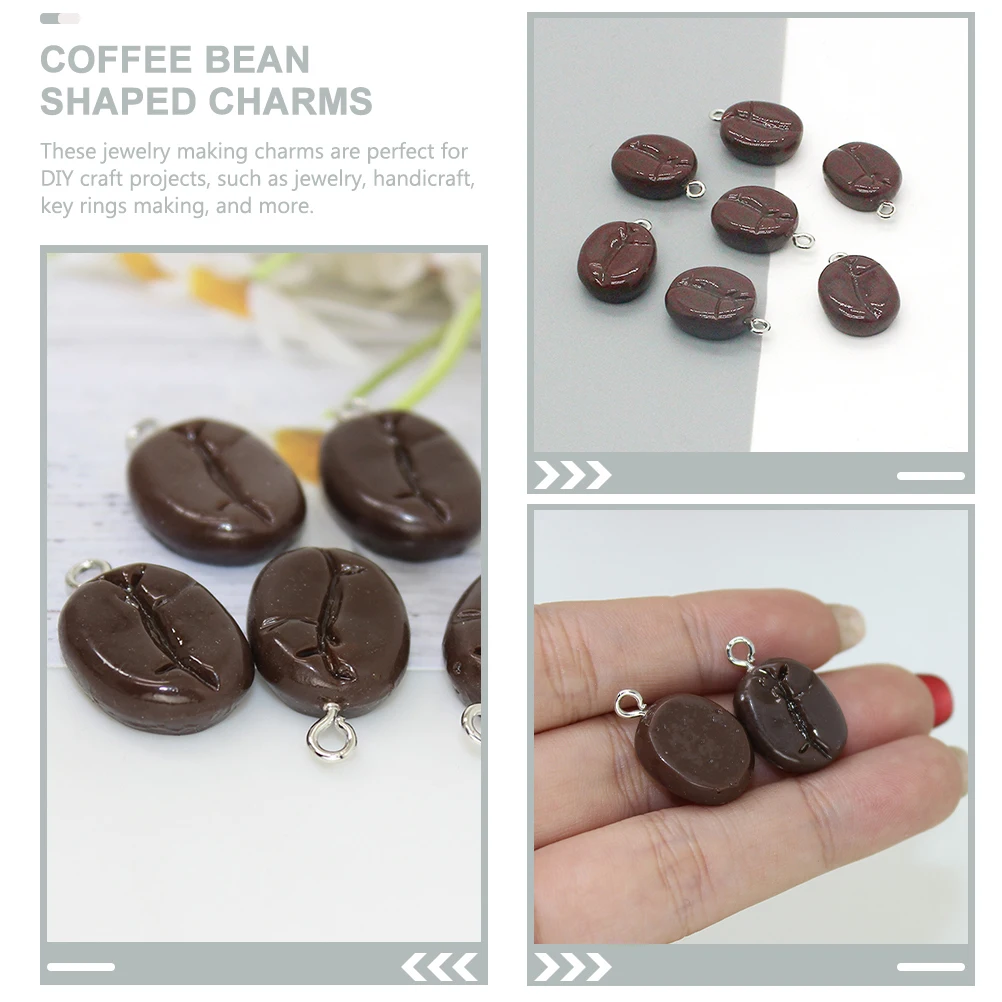 

10 Pcs Simulated Coffee Bean Pendant DIY Jewelry Charms for Making Necklace Beads