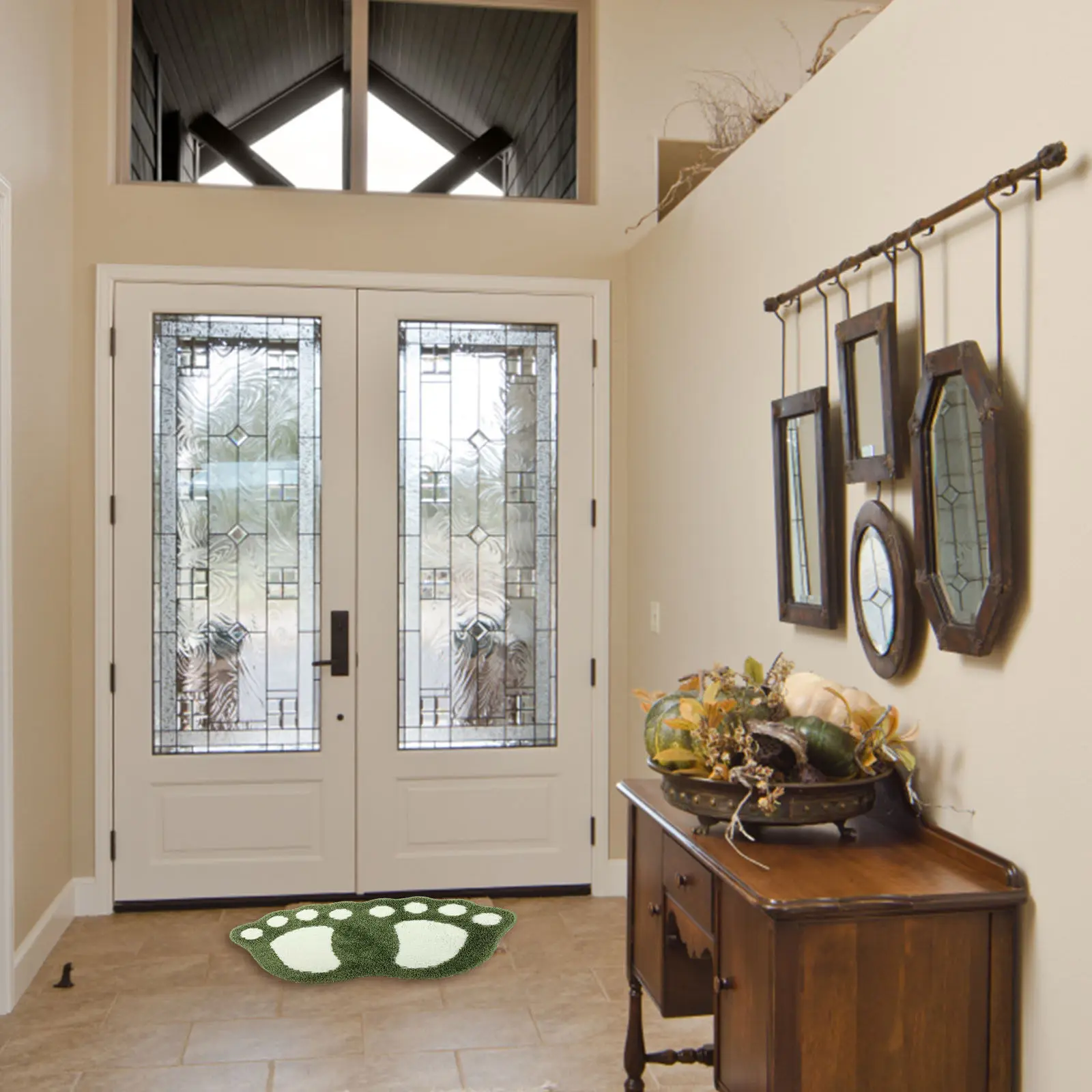 

Footprint Style Water Absorption Non-Slip Floor Mat for Bathroom Kitchen Bedroom Modern Elegant Decorative Absorbent Ground Pad