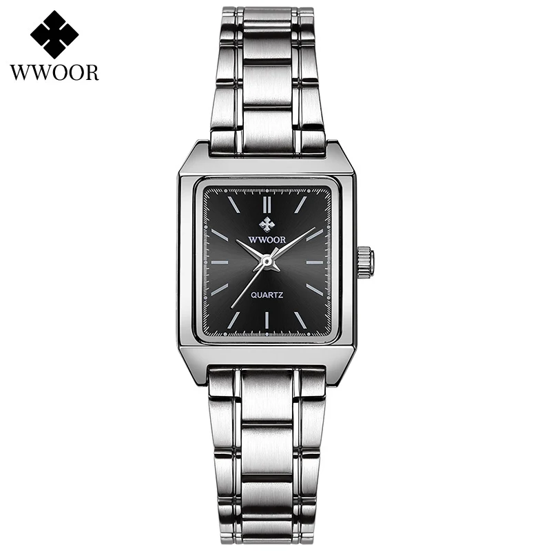 Fashion Top Brand Wwoor Womens Watches Black Small Square Wristwatch Woman Dress Bracelet Watch For Women Gift Xfcs Montre Femme