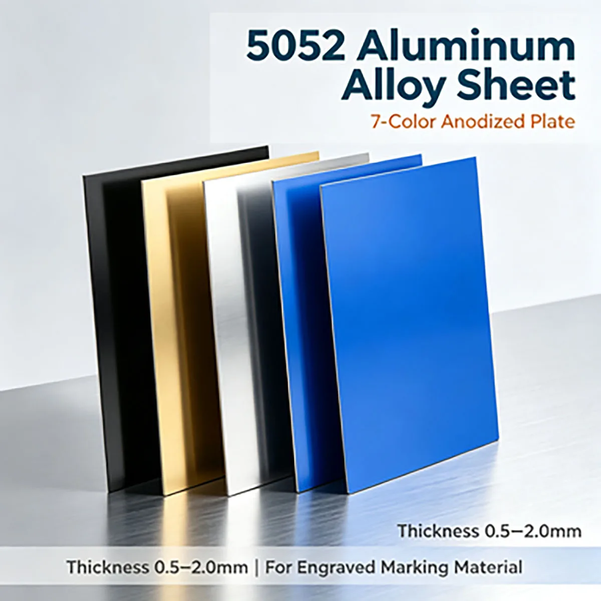 5052 Alloy Aluminum Blank Sheet 0.5/0.8/1.0/1.5/2.0mm Thick, 7‑Color Anodized Aluminium Plate For Engraved Marking