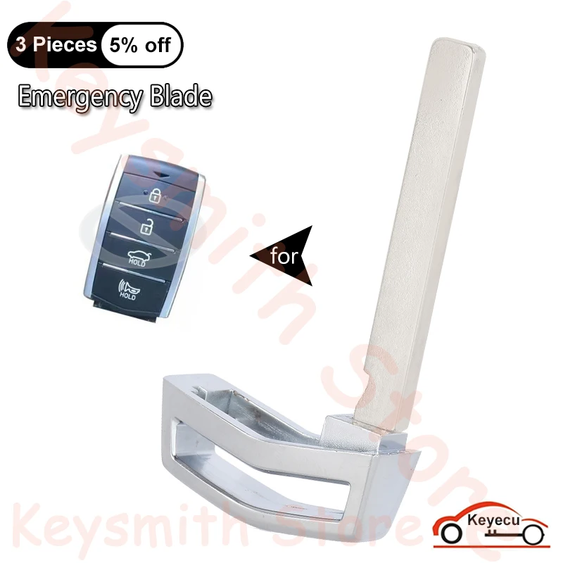 KEYECU New Insert Key Small Emergency Key Smart Remote Key Uncut Key Blade for  Hyundai Genesis G70 G80 G90 2017 2018