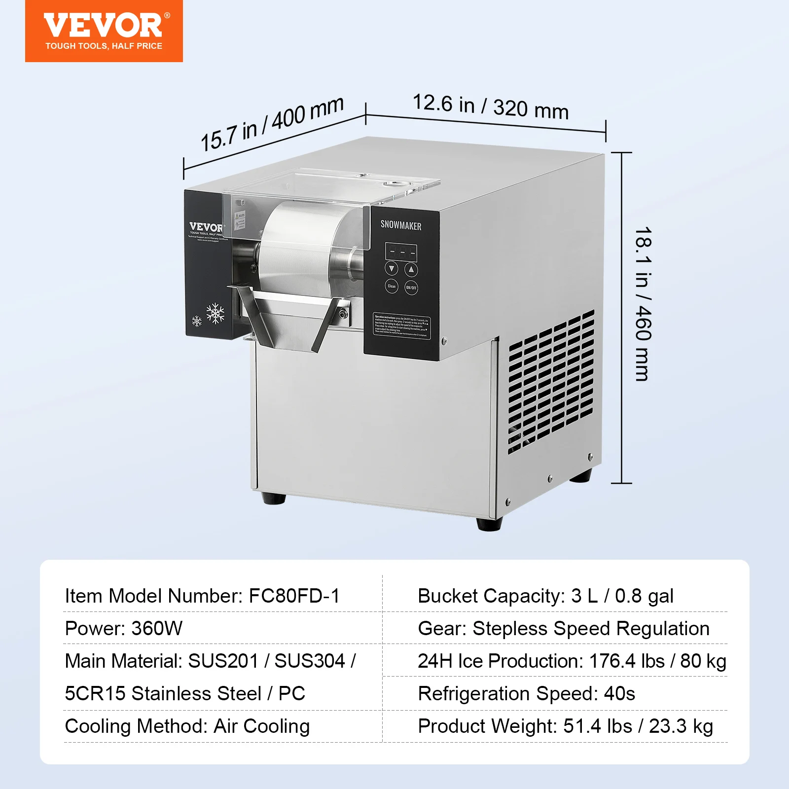 Succebuy Commerciële Sneeuwvlok Ijsmachine Rvs Luchtkoeling Systeem & Snelle Warmteafvoer voor Bakery Cafe