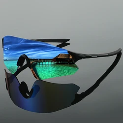 KAMMPT Wrapped Round Sports Goggle Men New Rimless Mirror Outdoor Hiking Sunglasses Trendy Punk Design Anti-UV Cycling Shades