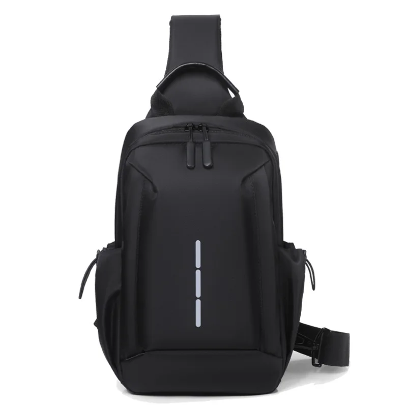 New Trendy Chest Bag for Men Outdoor Sport Small Bag Waterproof Nylon Crossbody Bag External Headphone Hole Sling Bag