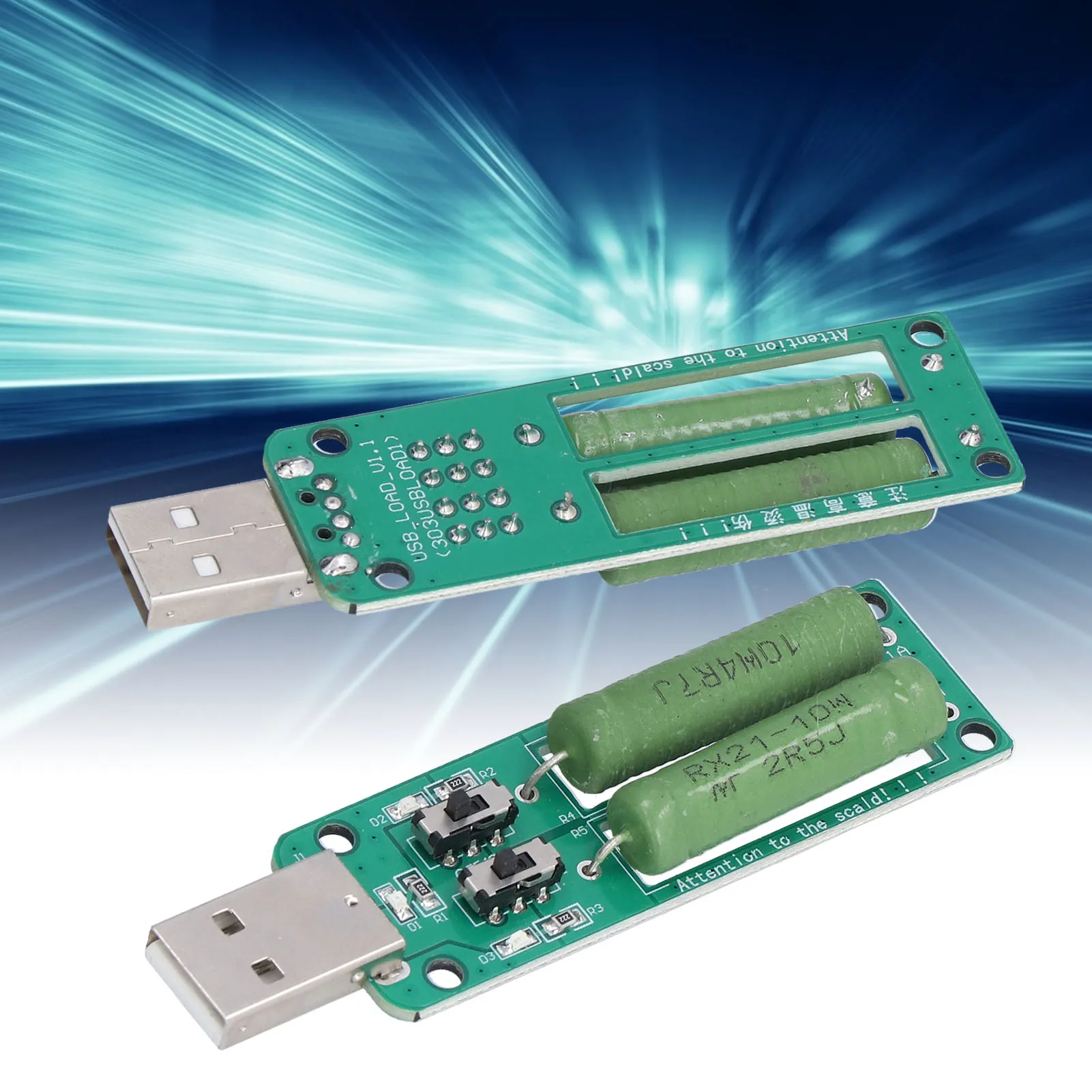 ZK30 	2Pcs USB Load Tester Adjustable Resistor Electronic Test Module 1A 2A 3A Discharge Accessory