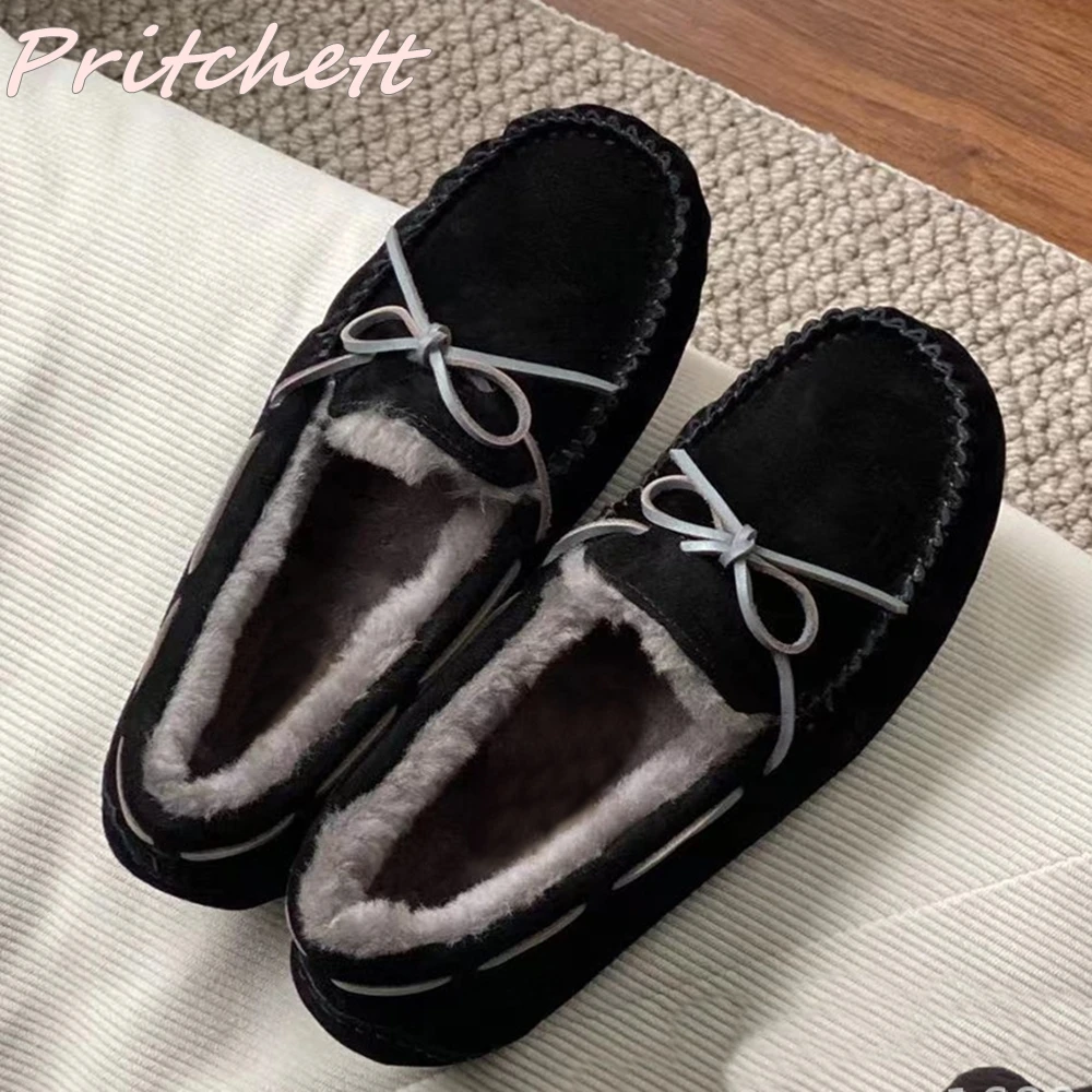 Men Velvet Thickening Flat with Shoes Butterfly Knot Low Top Slip On Men Winter Shoes Newest Leisure Fashion Men Sewing Shoes